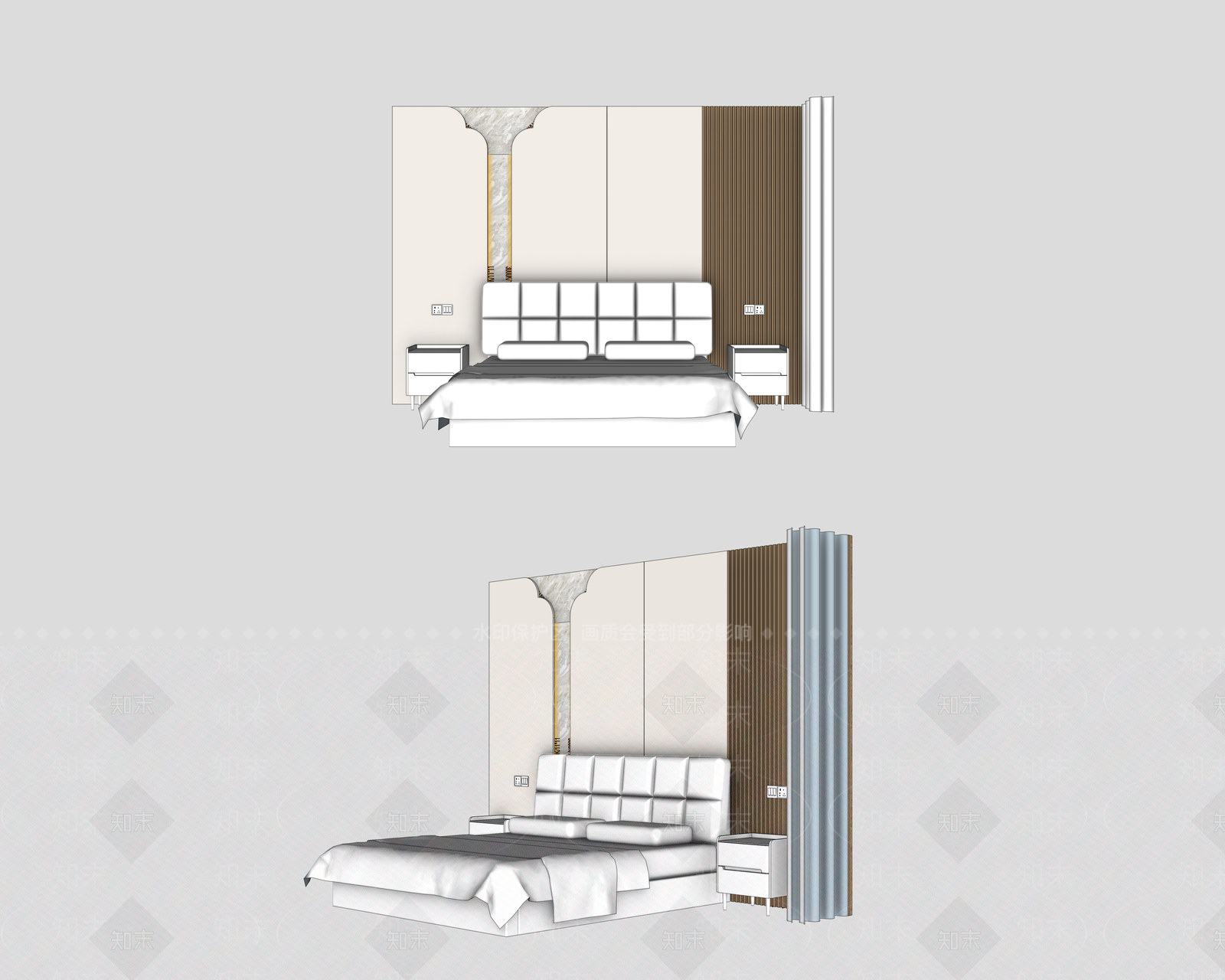 轻奢家居卧室SU模型下载【ID:1234537901】