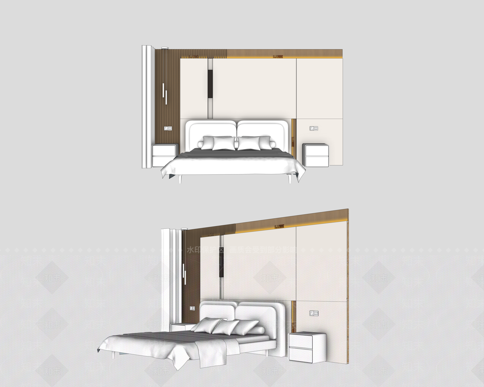 现代简约家居卧室SU模型下载【ID:1234538732】