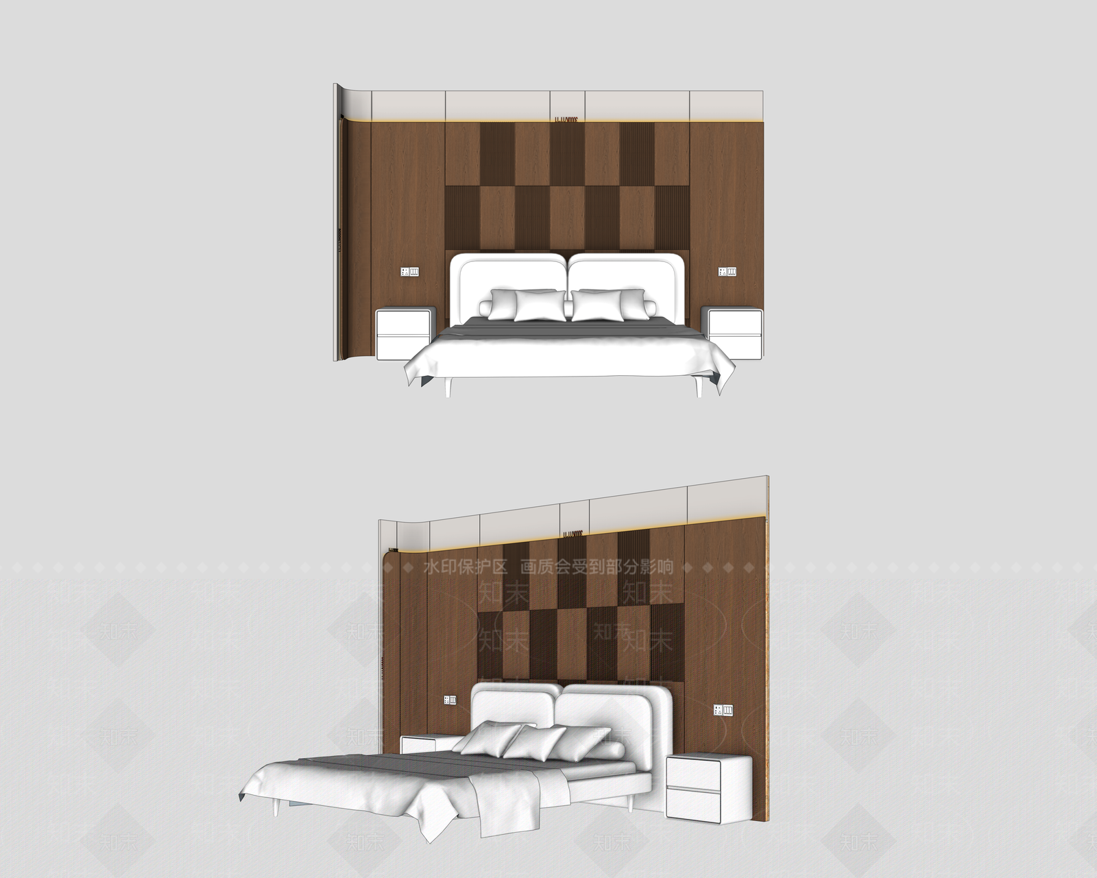 现代简约家居卧室SU模型下载【ID:1234539281】