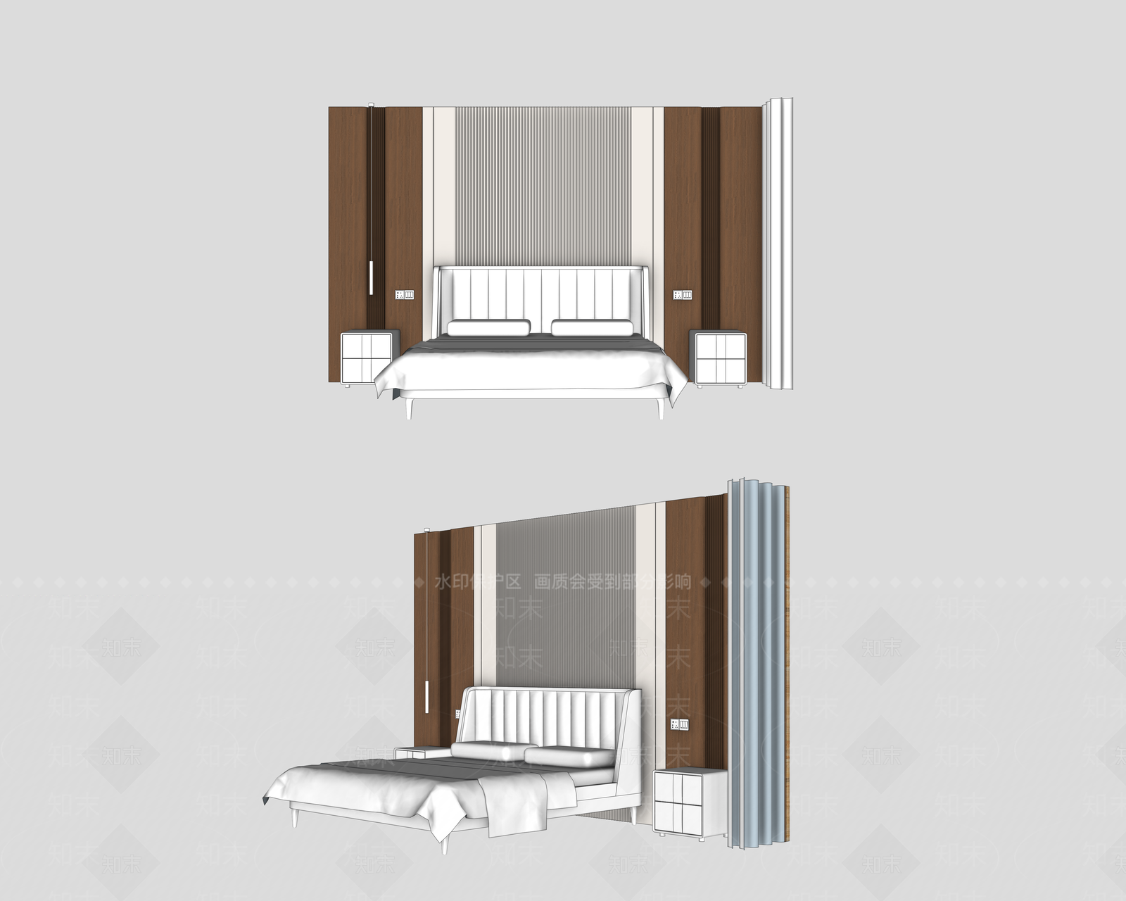 现代简约家居卧室SU模型下载【ID:1234539765】
