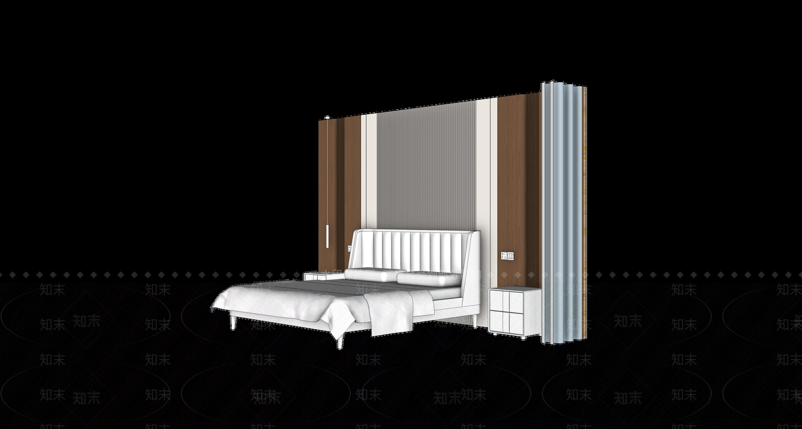 现代简约家居卧室SU模型下载【ID:1234539765】