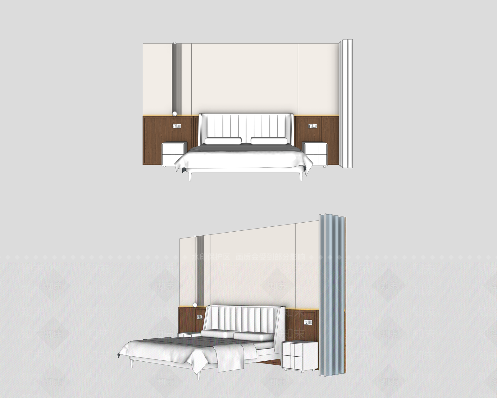 现代简约家居卧室SU模型下载【ID:1234540383】