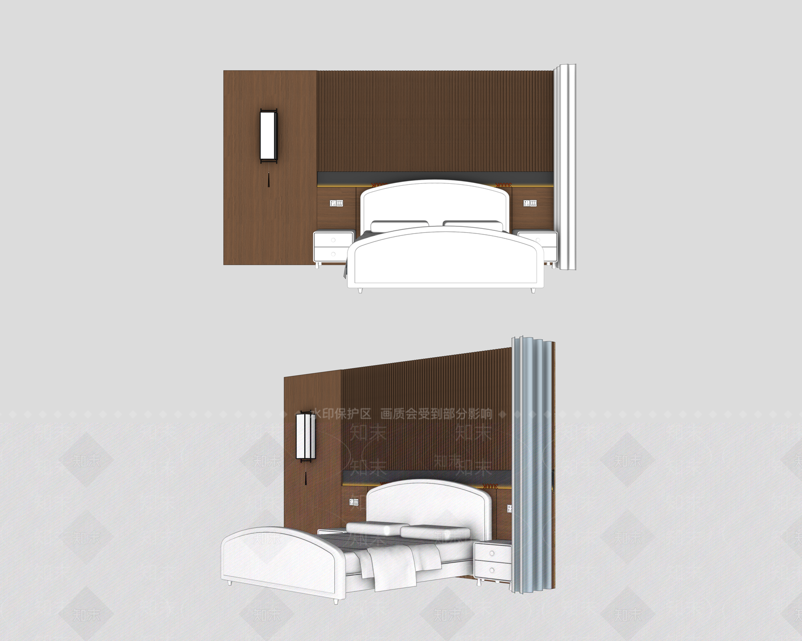 现代简约家居卧室SU模型下载【ID:1234541271】
