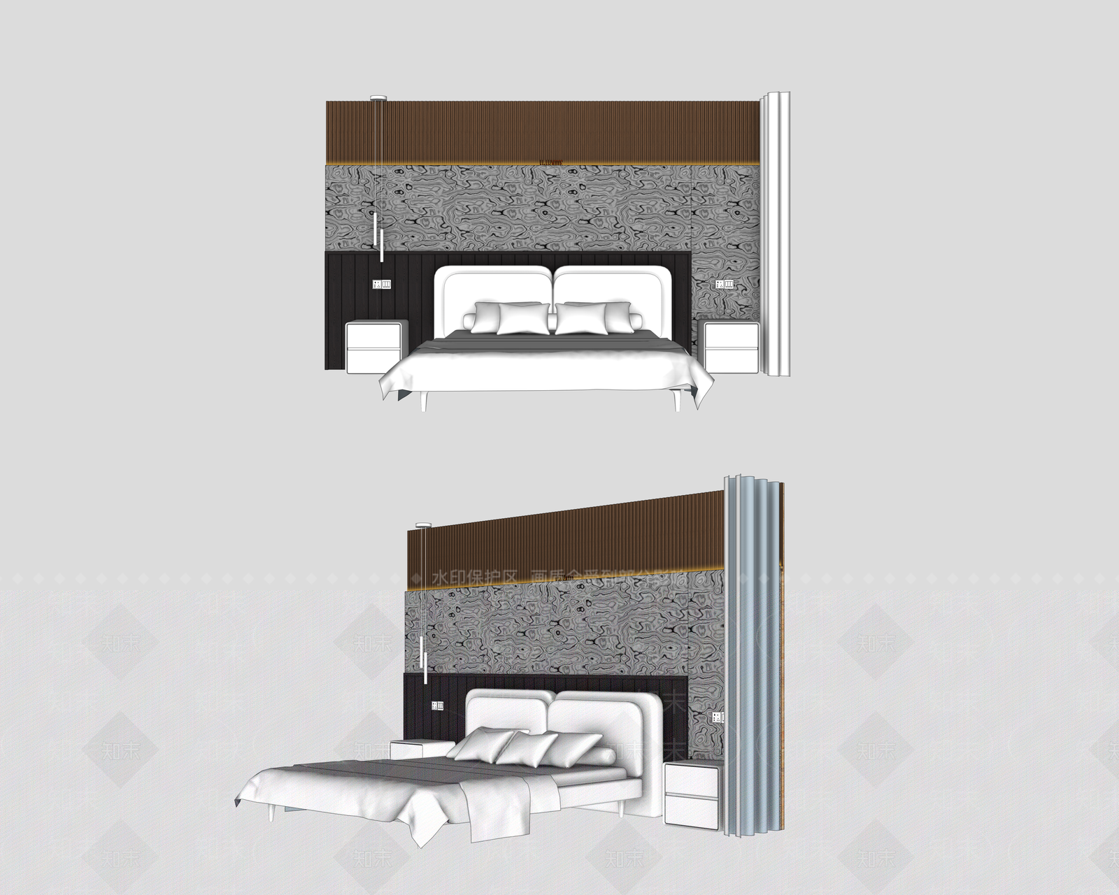 现代简约家居卧室SU模型下载【ID:1234541548】