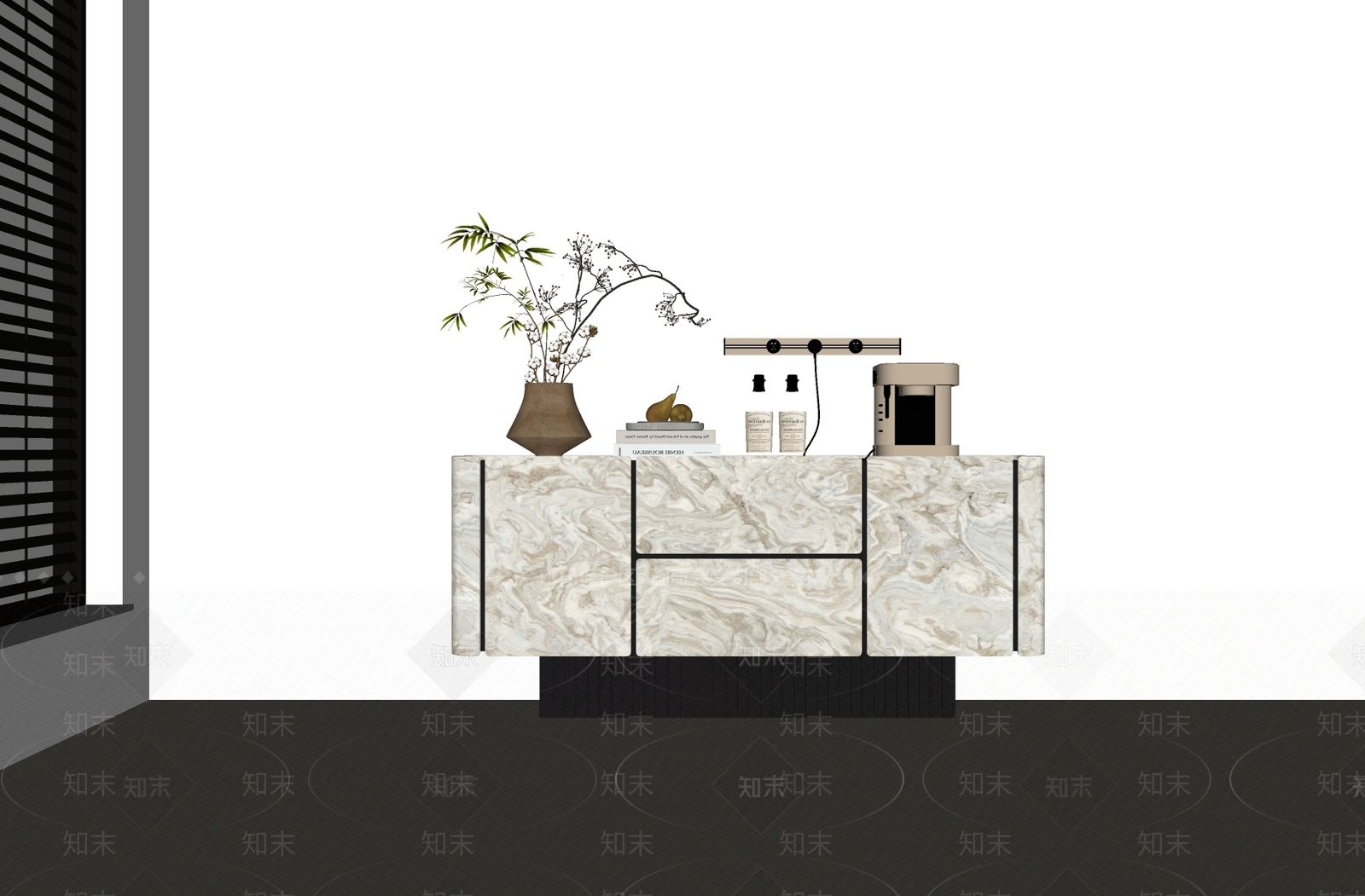 意式极简餐边柜SU模型下载【ID:1234543836】