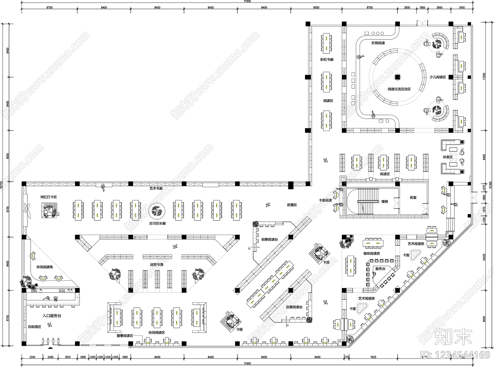 图书馆cad施工图下载【ID:1234544169】
