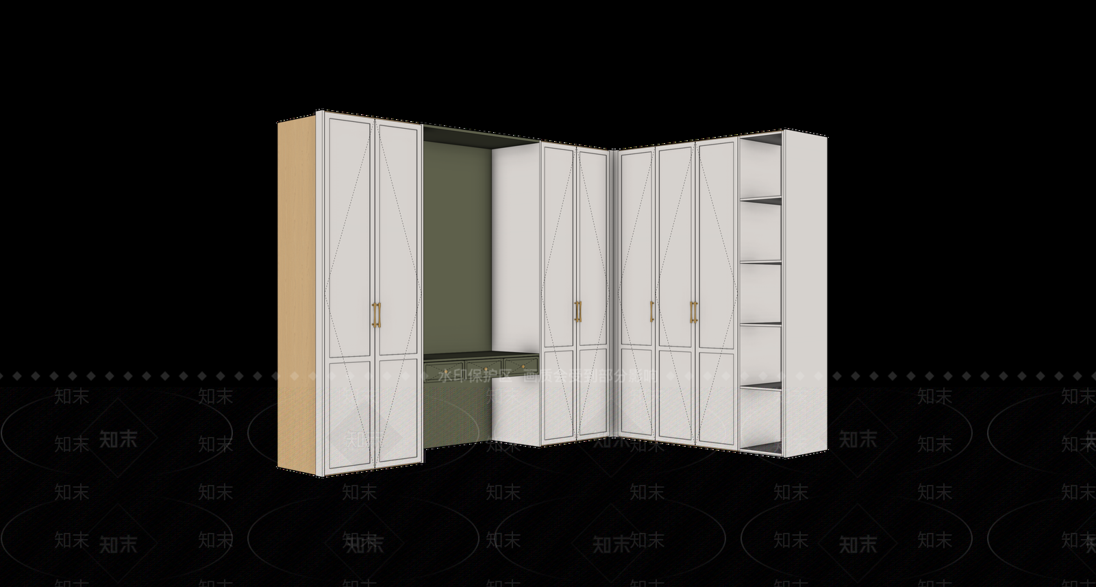 中古风衣柜SU模型下载【ID:1234546771】