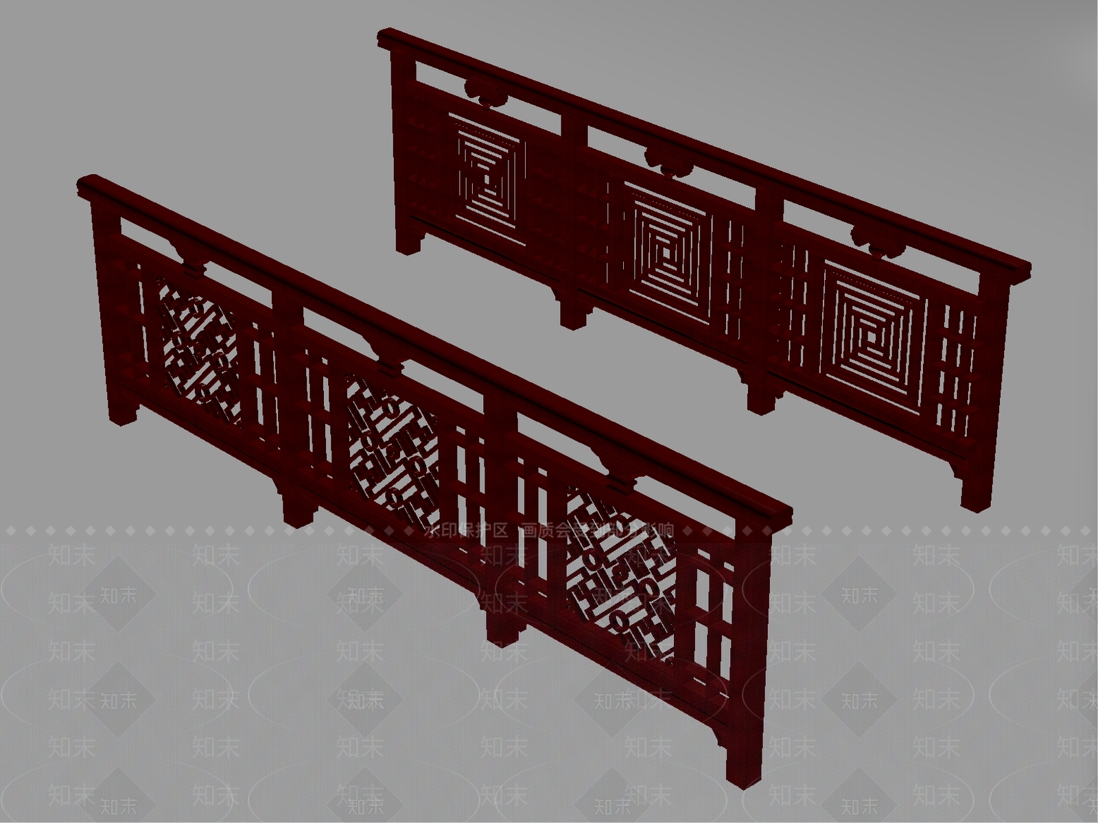 中式栏杆3D模型下载【ID:1234546836】
