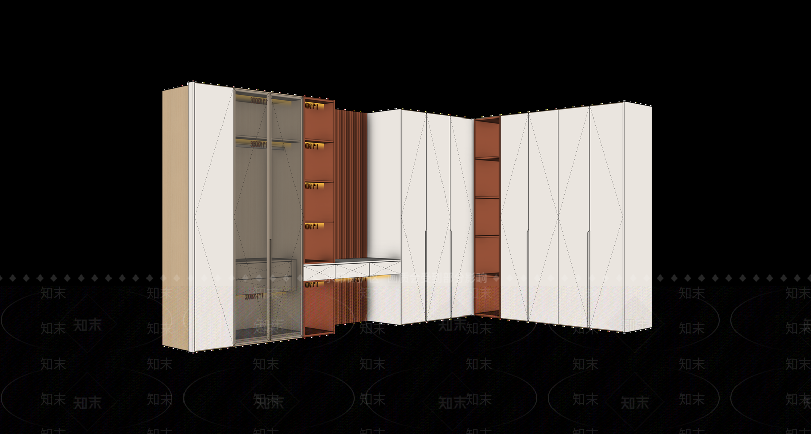 轻奢衣柜SU模型下载【ID:1234547038】