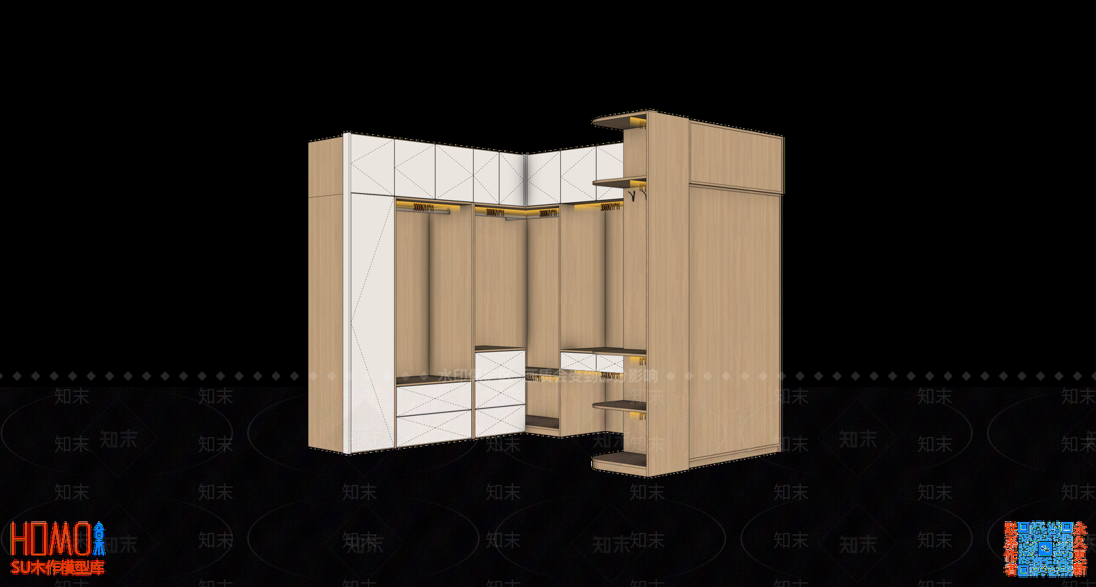 原木风衣柜SU模型下载【ID:1234547158】