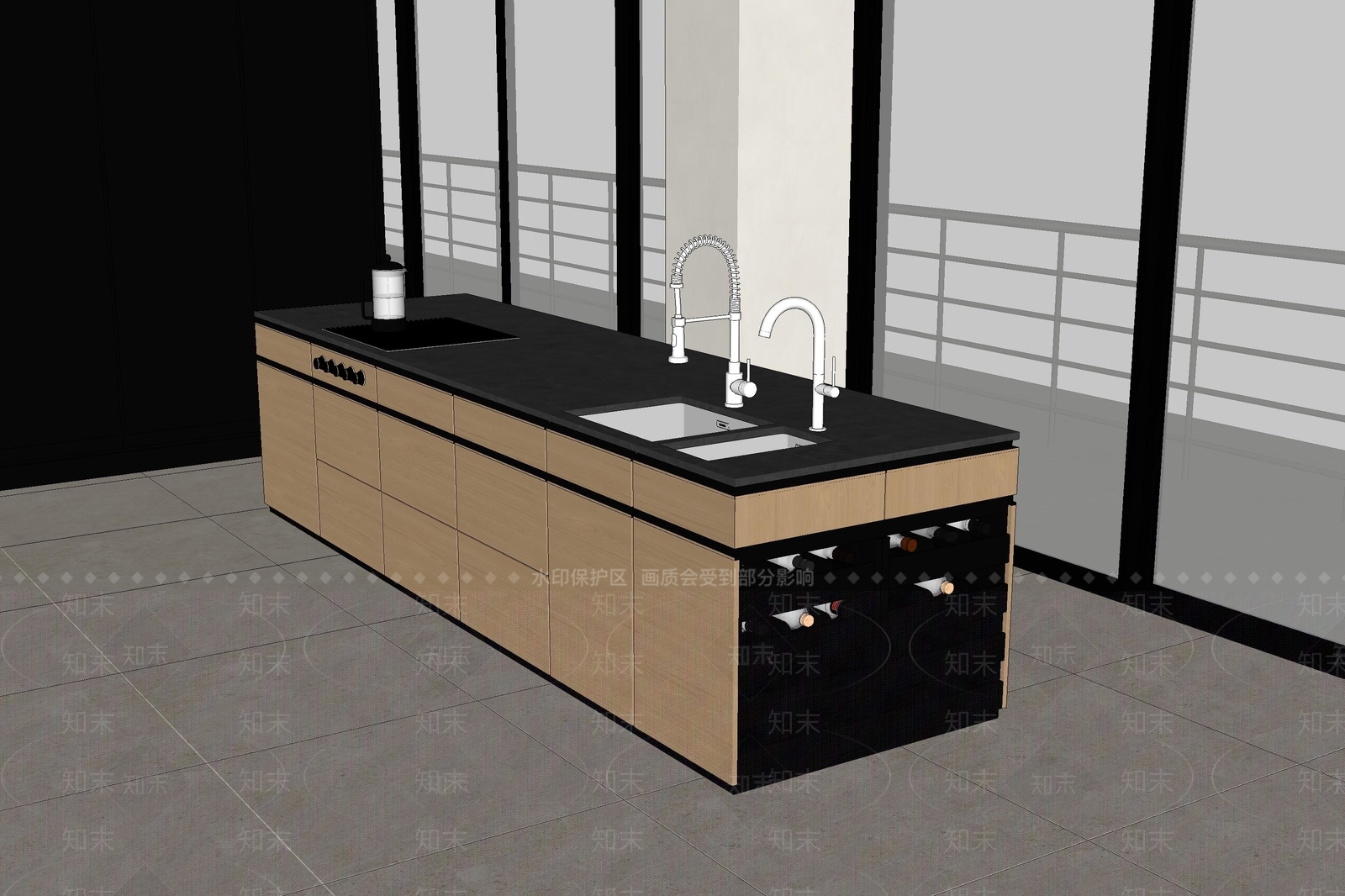 现代简约岛台SU模型下载【ID:1234547445】