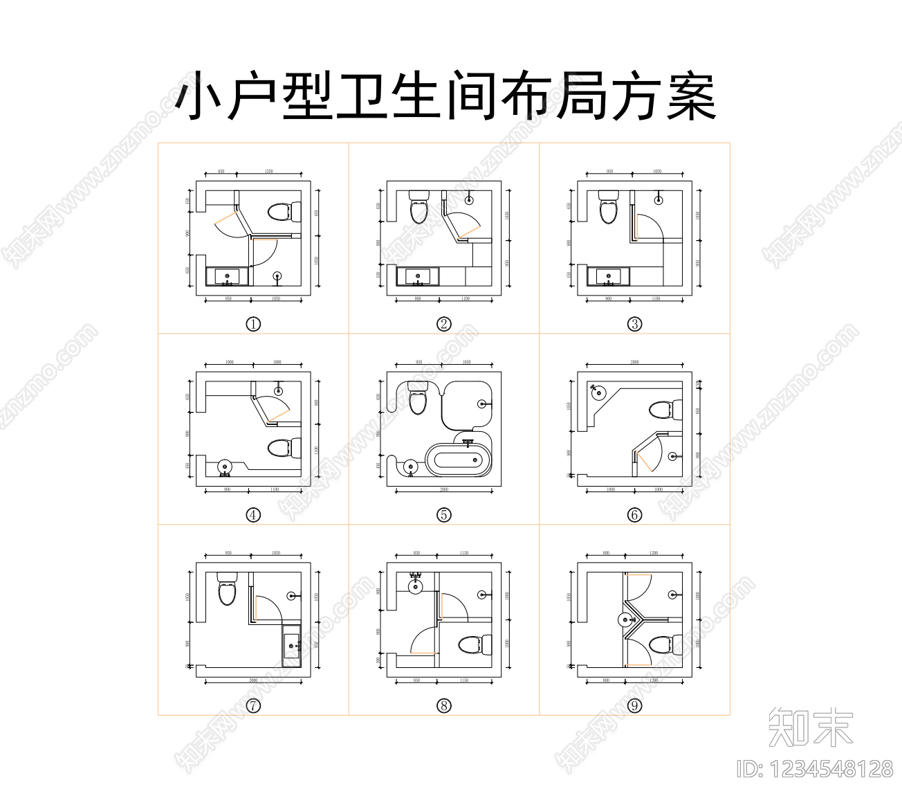 卫生间cad施工图下载【ID:1234548128】