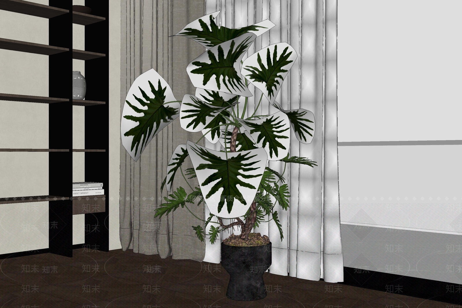现代简约盆栽SU模型下载【ID:1234548641】