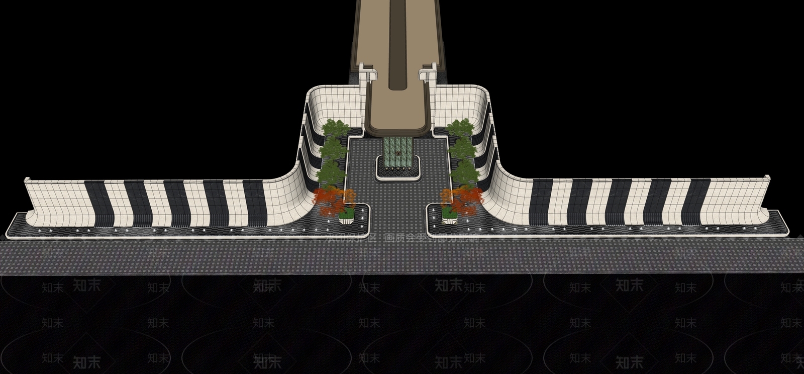 现代主义入口大门SU模型下载【ID:1234549888】