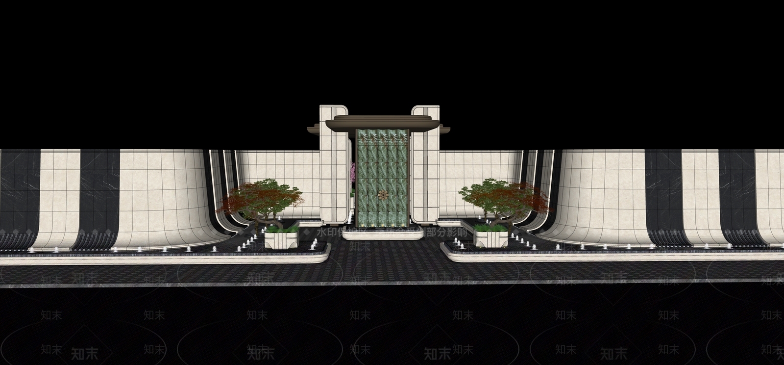 现代主义入口大门SU模型下载【ID:1234549888】