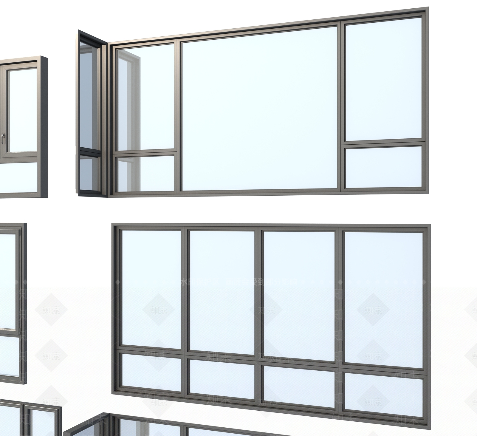 现代窗3D模型下载【ID:1234555934】