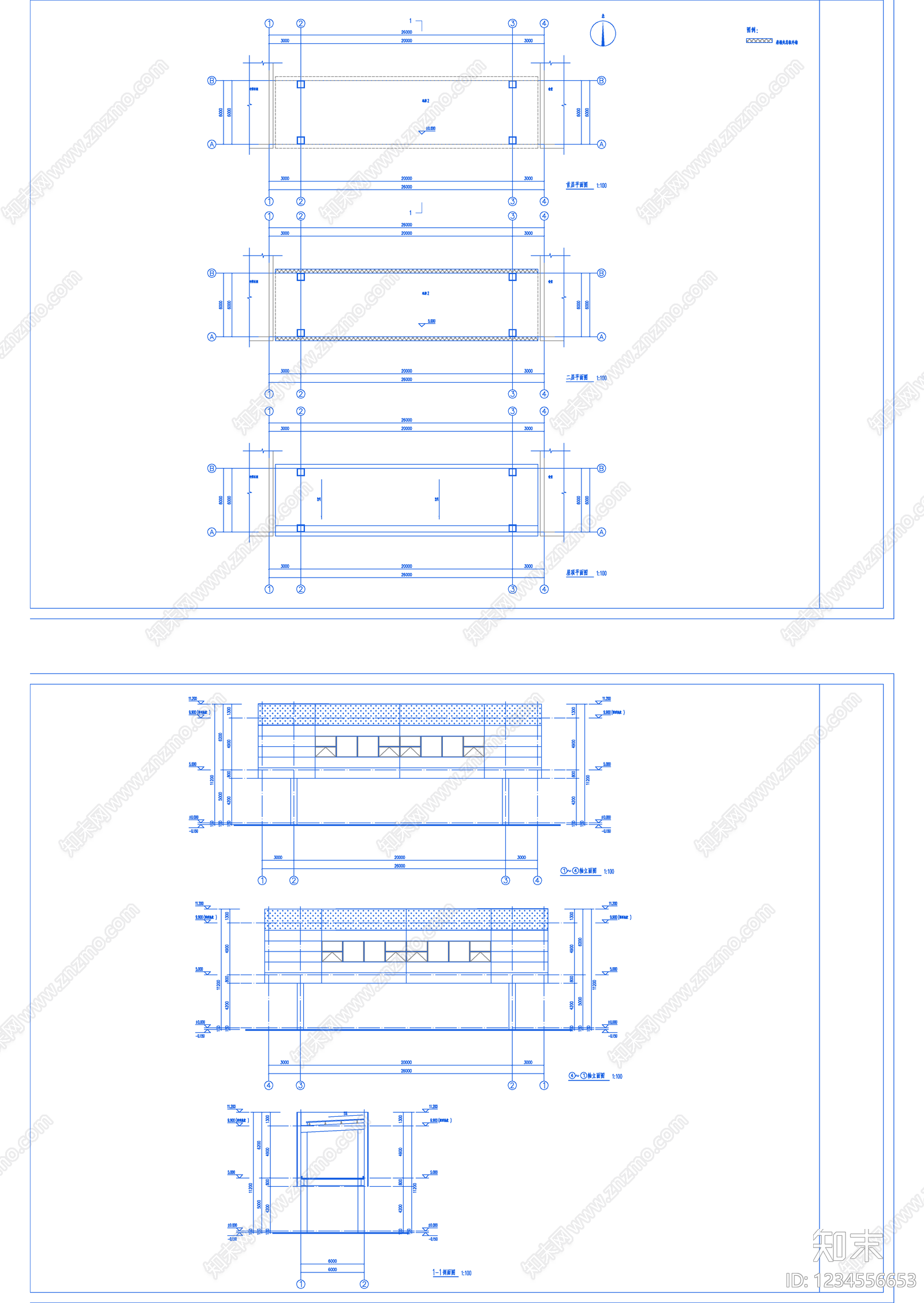 产业园建筑cad施工图下载【ID:1234556653】