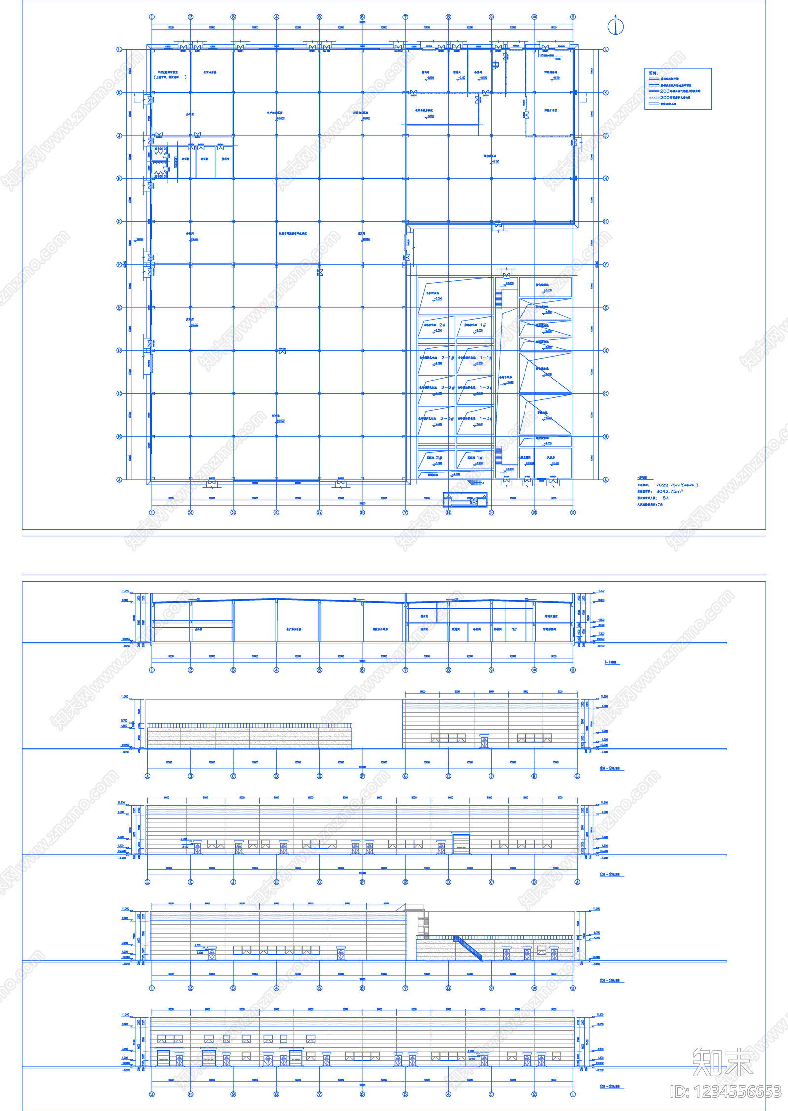 产业园建筑cad施工图下载【ID:1234556653】