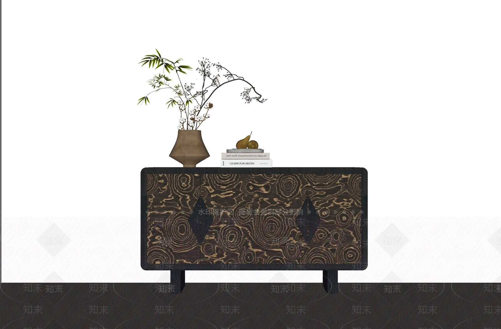 新中式餐边柜SU模型下载【ID:1234557421】