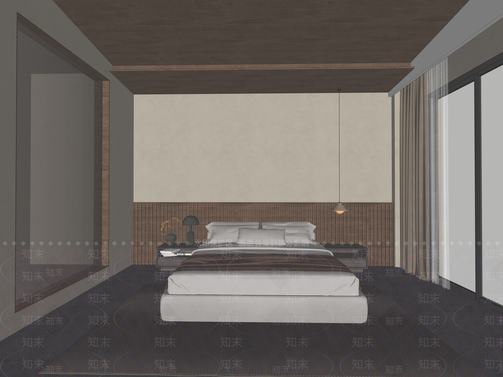 侘寂主卧SU模型下载【ID:1234557704】