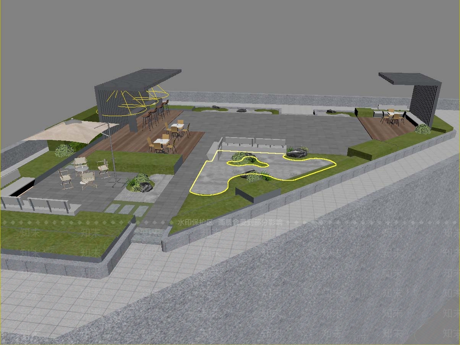 现代主义屋顶花园3D模型下载【ID:1234562639】