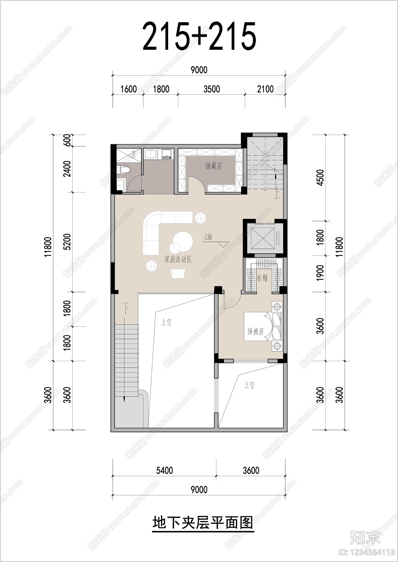 别墅建筑cad施工图下载【ID:1234564113】