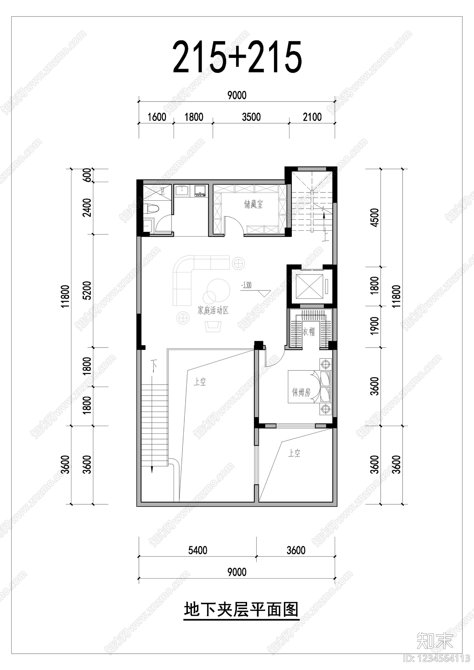 别墅建筑cad施工图下载【ID:1234564113】