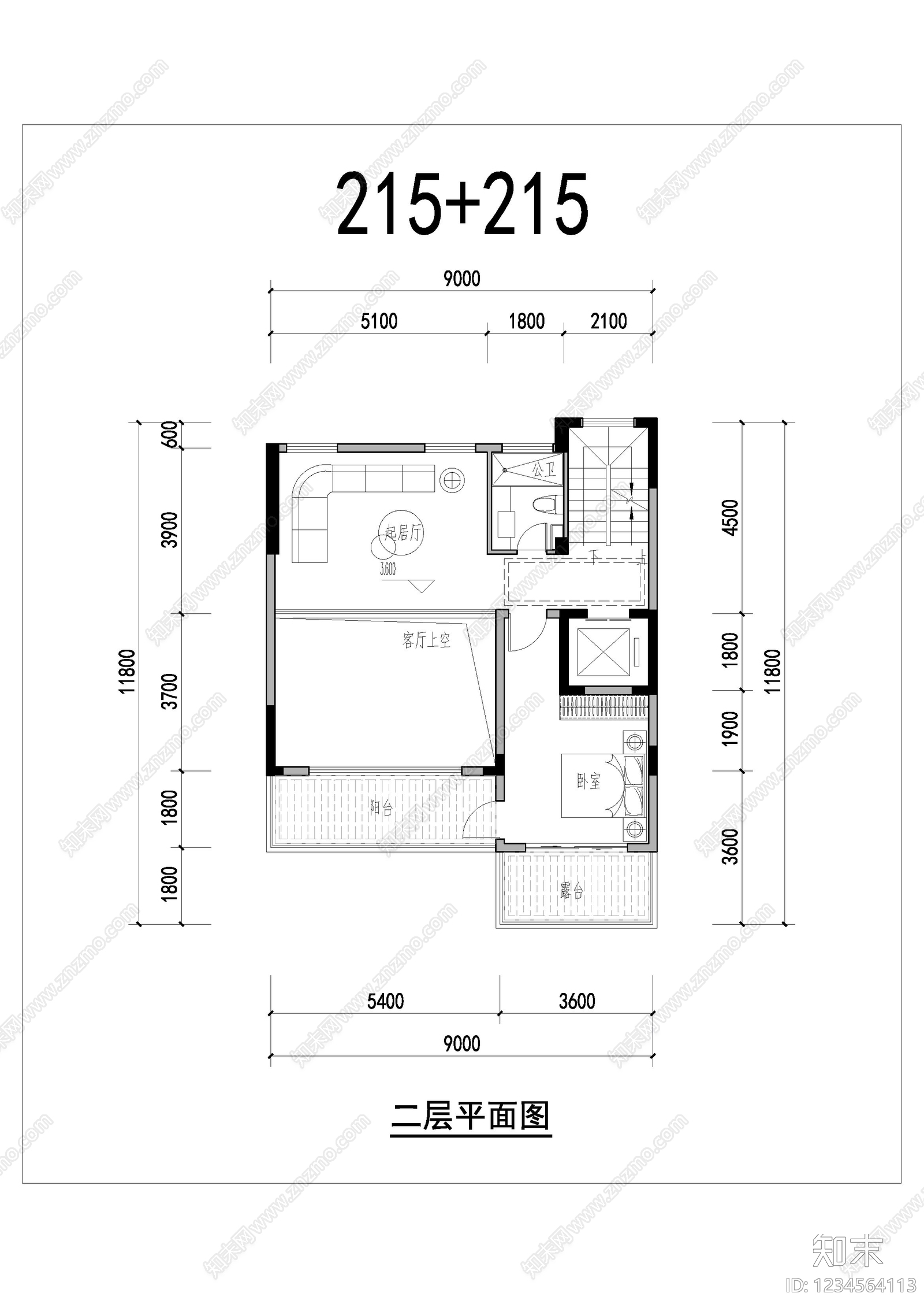 别墅建筑cad施工图下载【ID:1234564113】