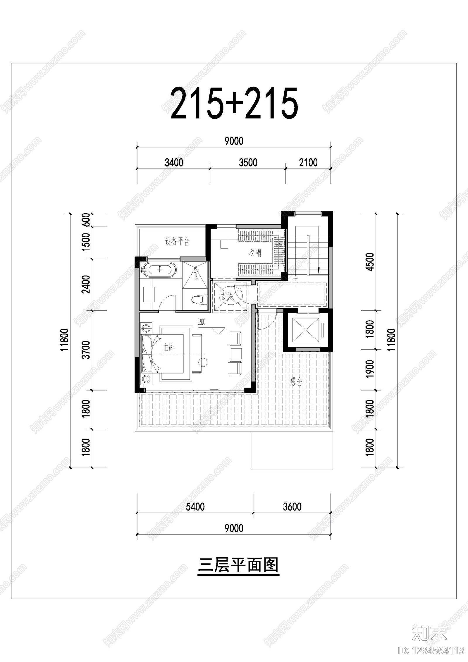 别墅建筑cad施工图下载【ID:1234564113】