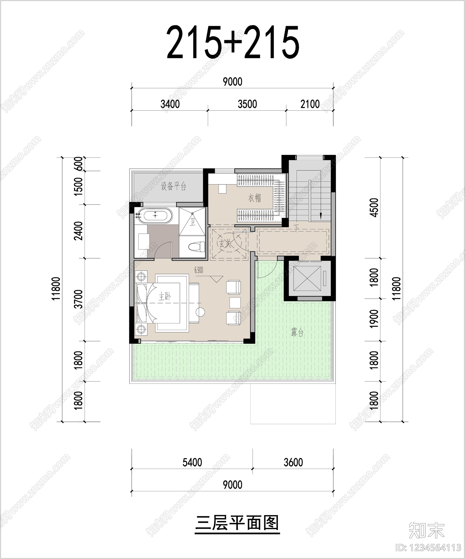 别墅建筑cad施工图下载【ID:1234564113】