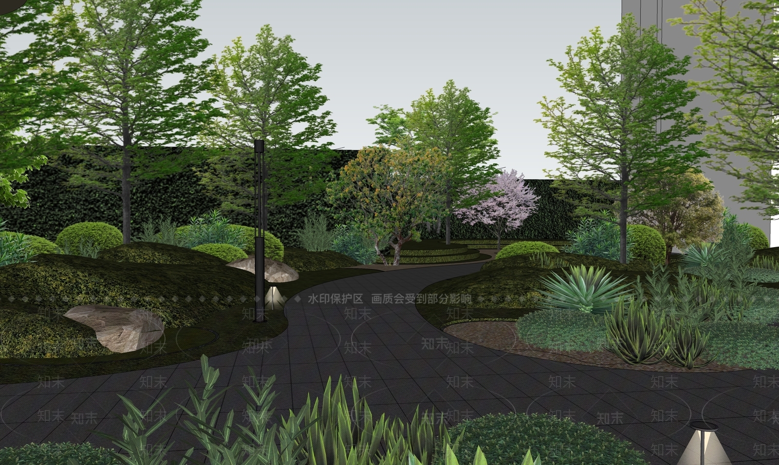 新中式景观小区景观SU模型下载【ID:1234570900】