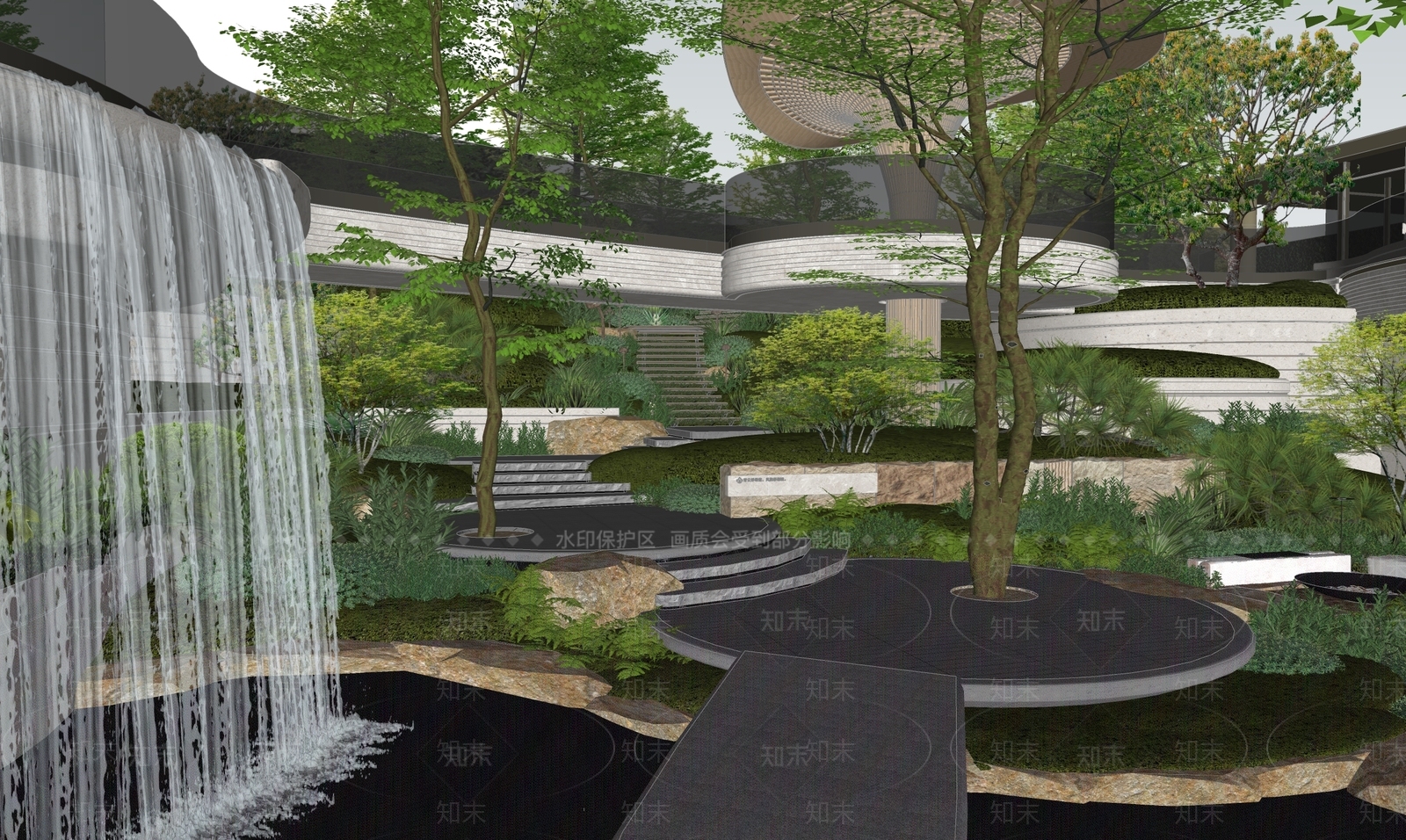 现代主义小区景观SU模型下载【ID:1234570935】