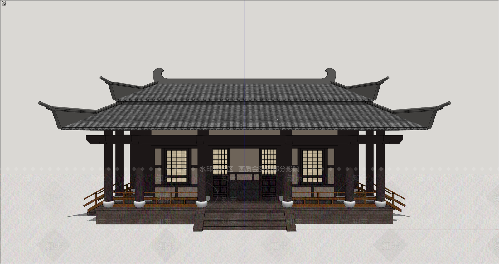 中式古建古建筑SU模型下载【ID:1234572017】