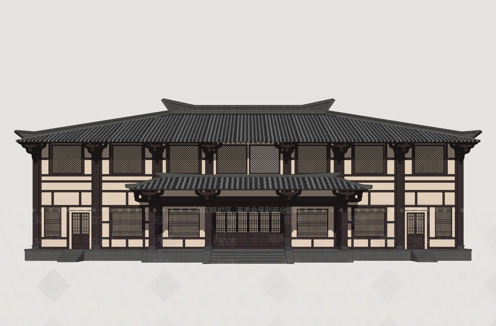 中式古建古建筑SU模型下载【ID:1234572111】