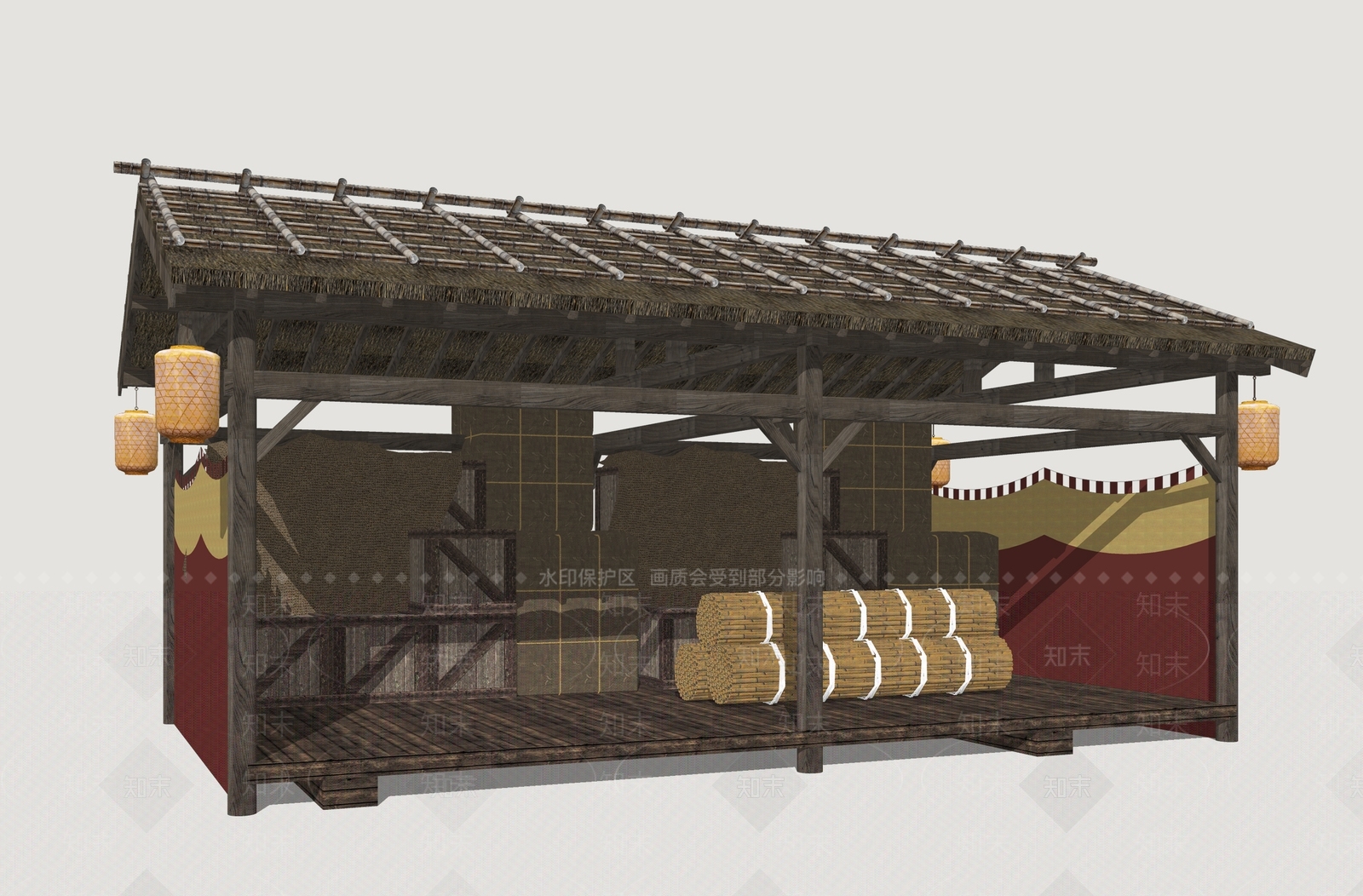 中式古建古建筑SU模型下载【ID:1234572200】