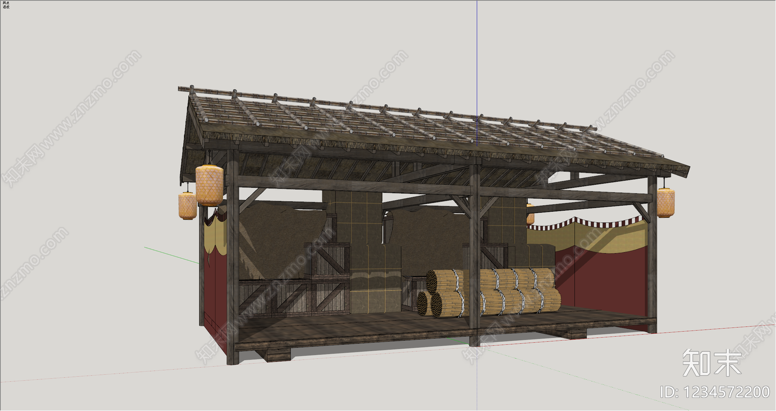 中式古建古建筑SU模型下载【ID:1234572200】