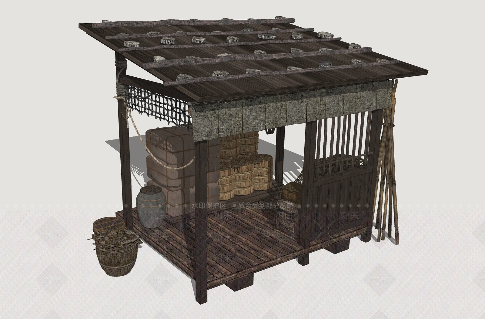 中式古建筑SU模型下载【ID:1234572271】
