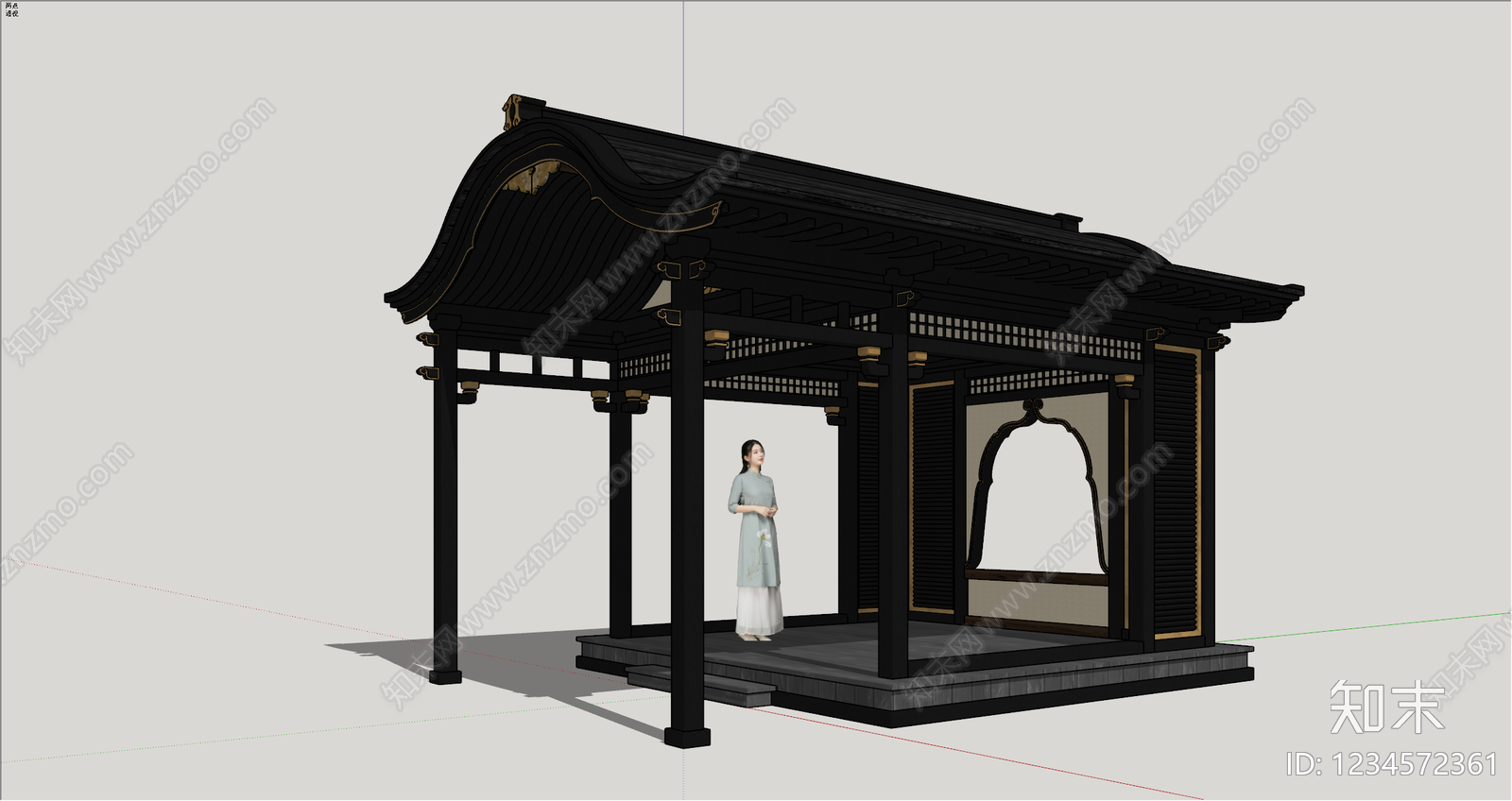 新中式景观亭子SU模型下载【ID:1234572361】