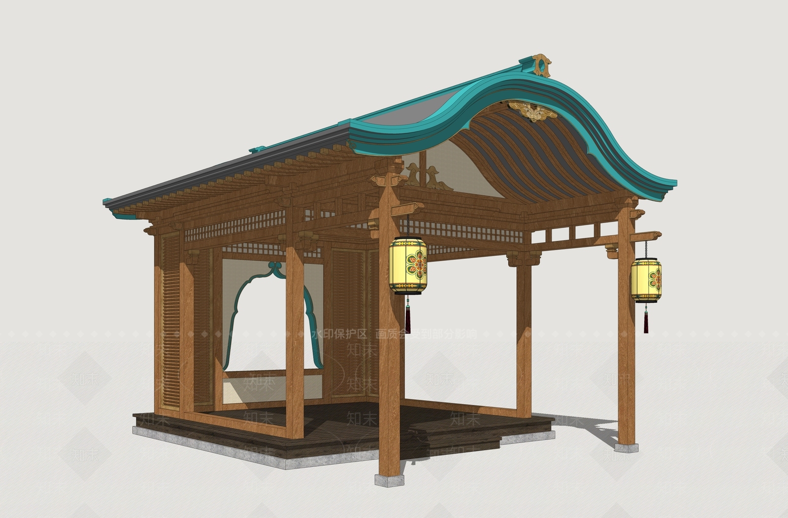 中式古建亭子SU模型下载【ID:1234572366】