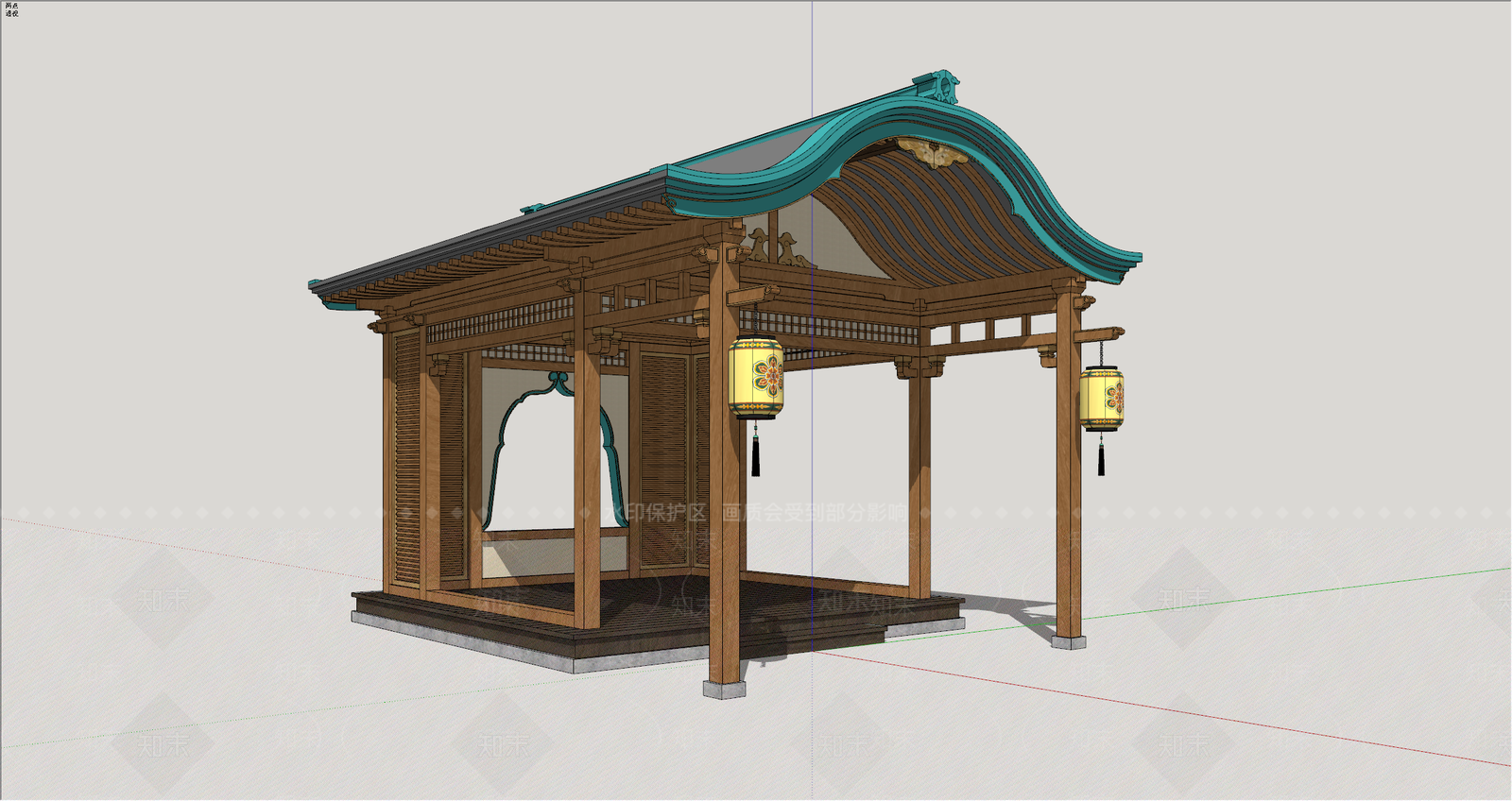 中式古建亭子SU模型下载【ID:1234572366】