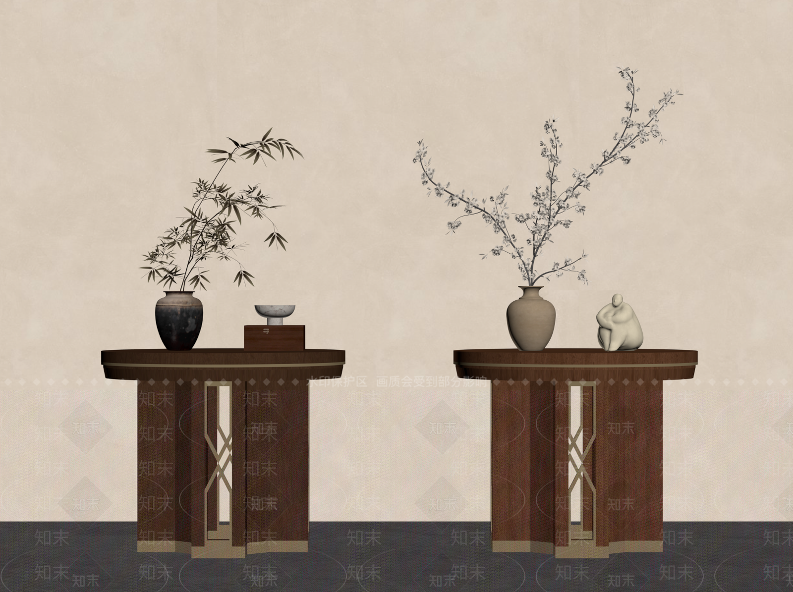 新中式边几SU模型下载【ID:1234572610】