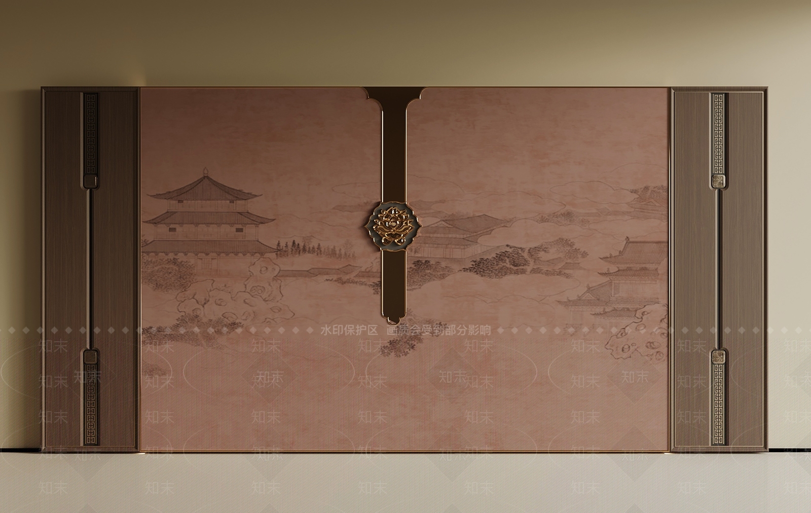 新中式背景墙SU模型下载【ID:1234572628】