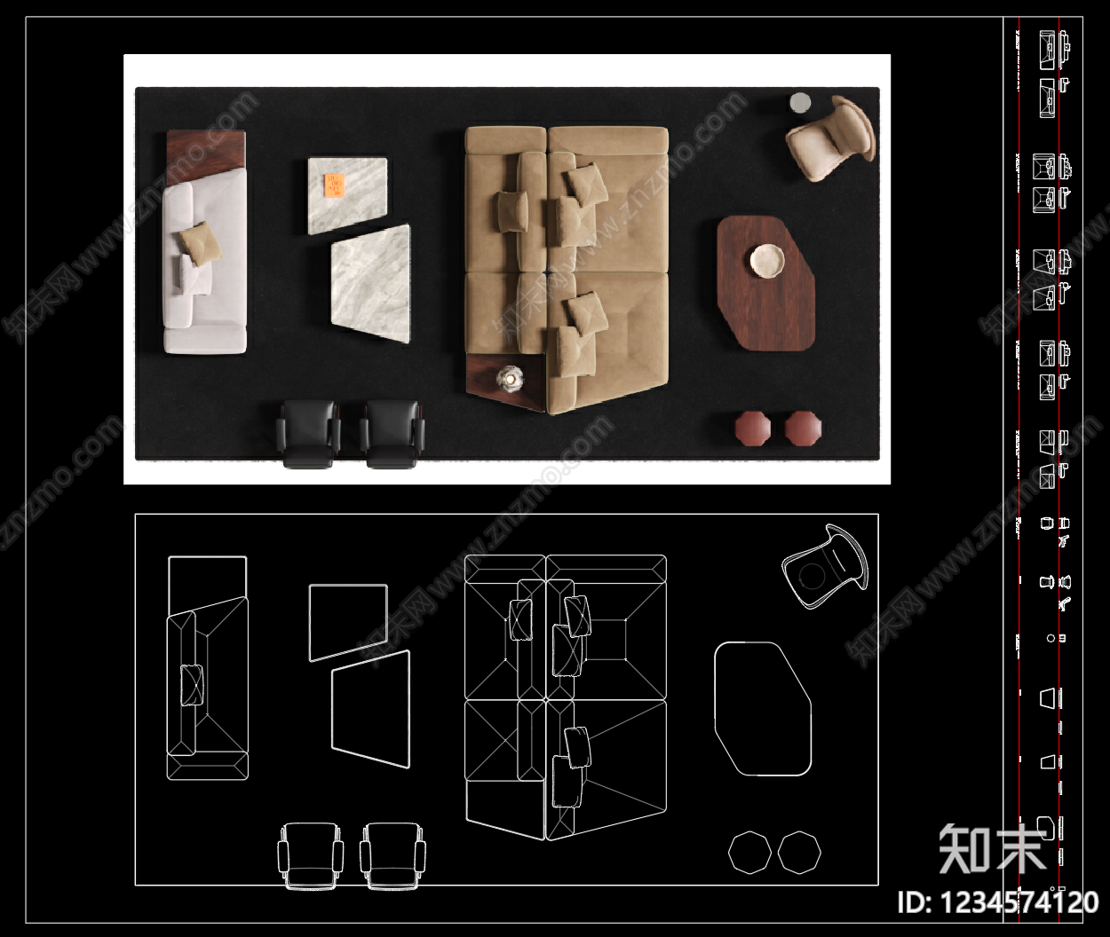 沙发cad施工图下载【ID:1234574120】