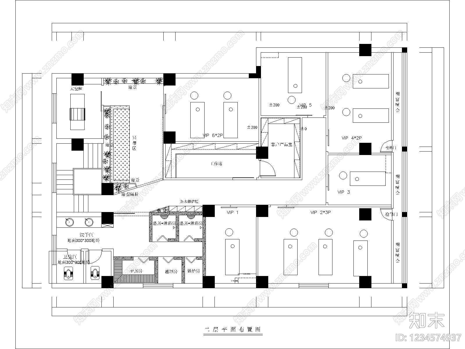 美容院cad施工图下载【ID:1234574937】