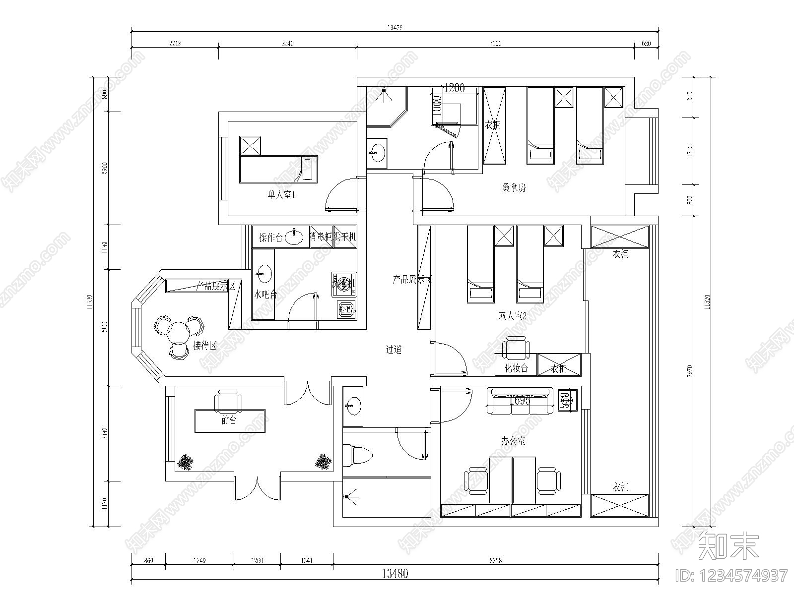 美容院cad施工图下载【ID:1234574937】
