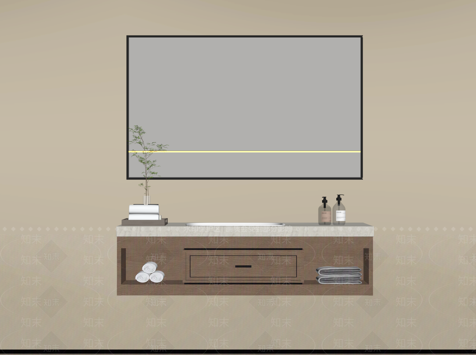 现代简约浴室柜SU模型下载【ID:1234575092】