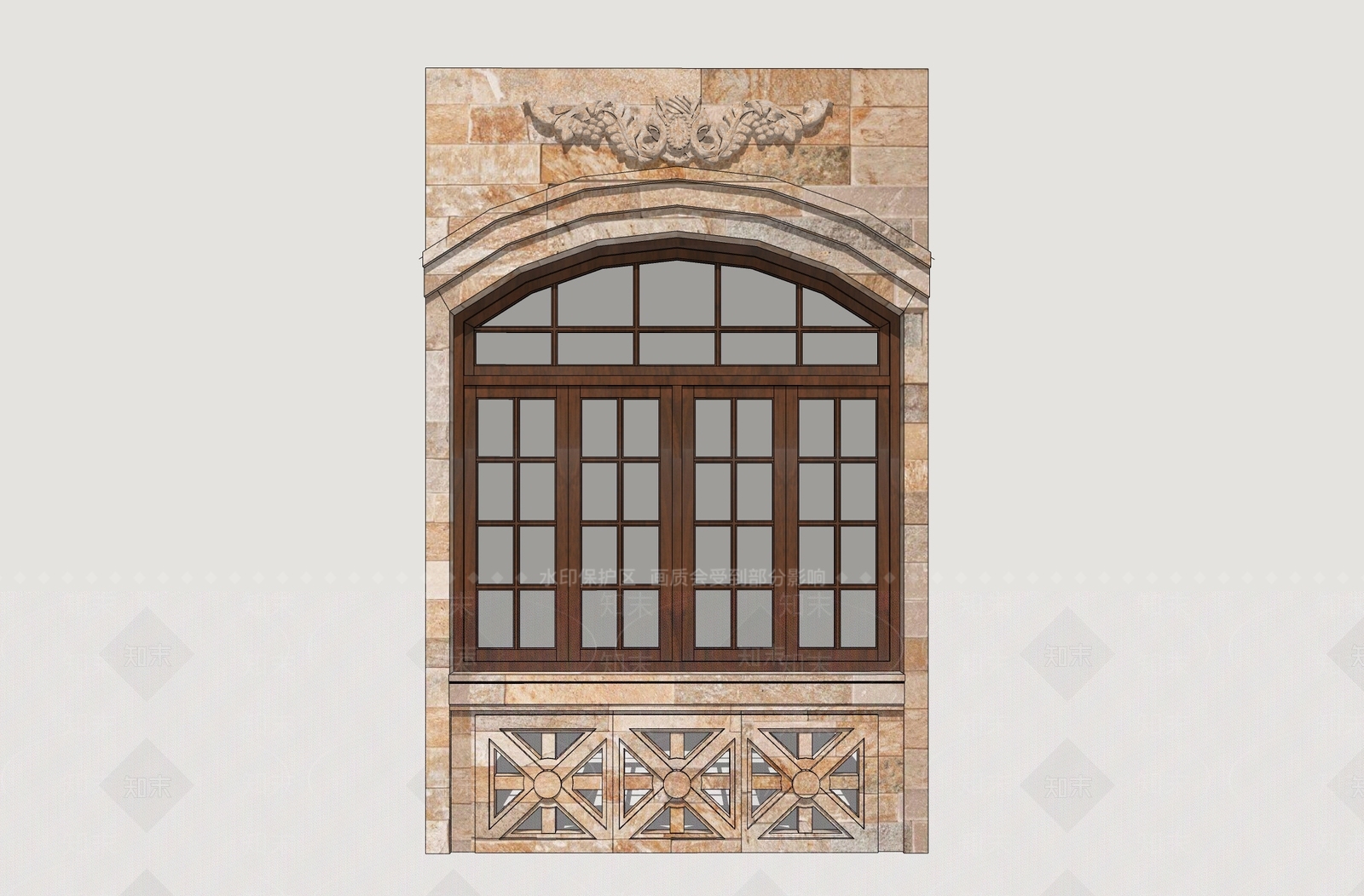 欧式古建窗户组合SU模型下载【ID:1234577020】