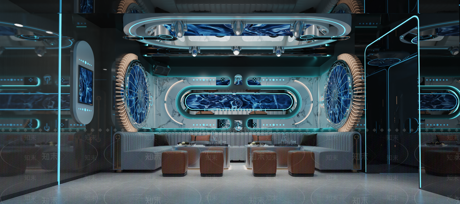 赛博朋克风KTV3D模型渲染效果图
