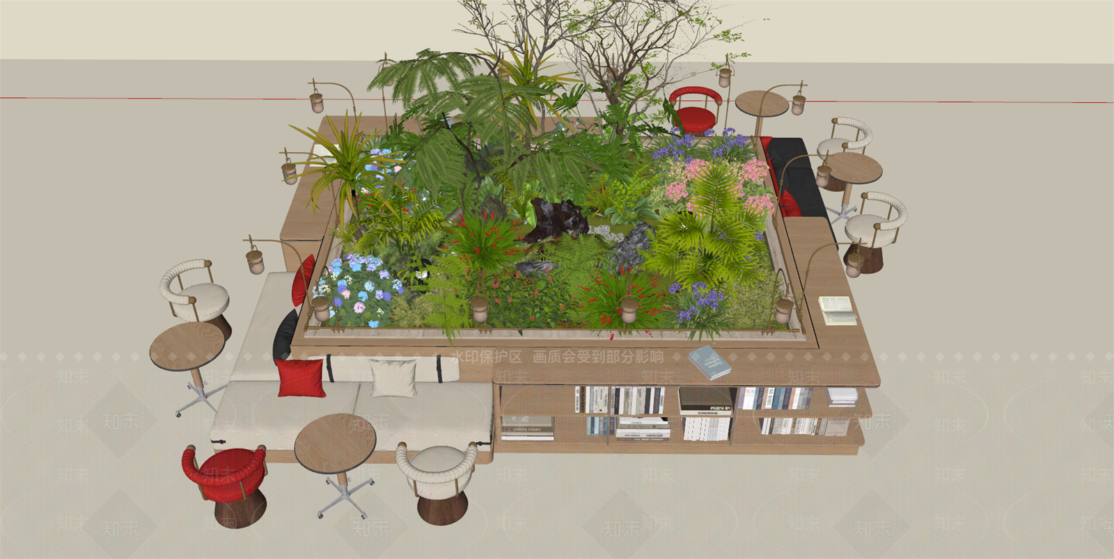 原木风花境SU模型下载【ID:1234576103】