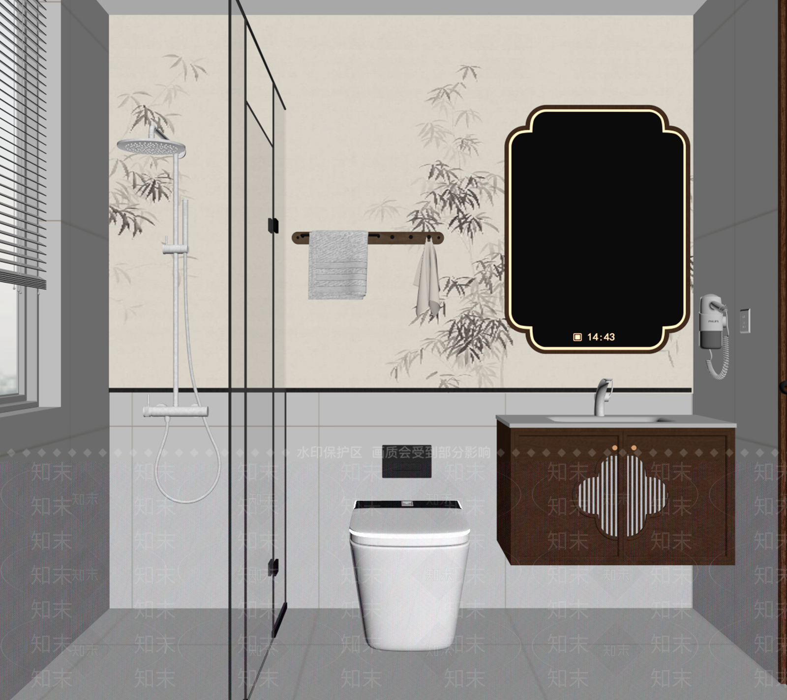 新中式卫生间SU模型下载【ID:1234576813】